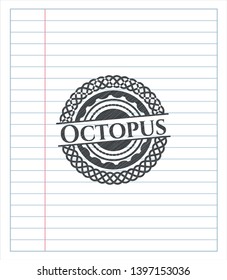 Octopus emblem with pencil effect. Vector Illustration. Detailed.