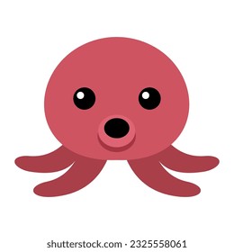 Octopus emoji icon flat vector on white background. Octopus animal illustration