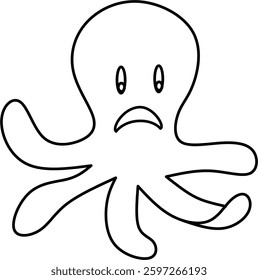octopus emoticon vector illustration with outline style