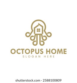 octopus estate logo design vector, octopus home