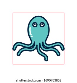 octopus fill style icon design Sea life ecosystem fauna ocean underwater water nature marine tropical theme Vector illustration