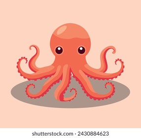 ilustración de personaje de dibujos animados plano de pulpo