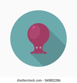 Octopus flat  icon with long shadow,circle,eps10,interface,button