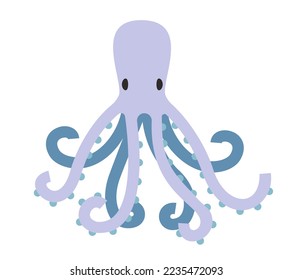 Octopus in flat style. Beautiful underwater inhabitant.