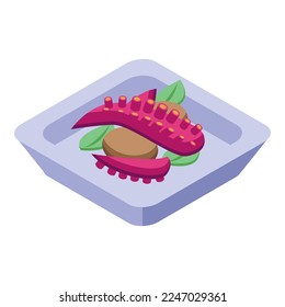 Octopus food icon isometric vector. Portugal cuisine. Meal dish