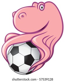 Octopus with the football ball, vector image, football (soccer) oracle