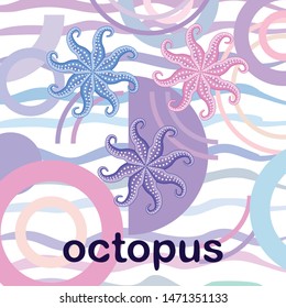 Octopus fresh seafood. Vector background. Food and restaurant design.