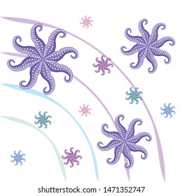 Octopus fresh seafood. Vector background. Food and restaurant design.