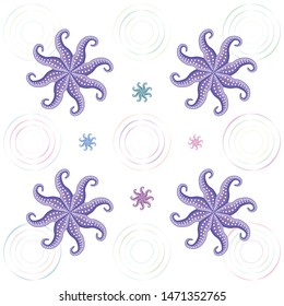 Octopus fresh seafood. Vector background. Food and restaurant design.