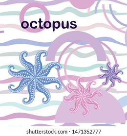 Octopus fresh seafood. Vector background. Food and restaurant design.