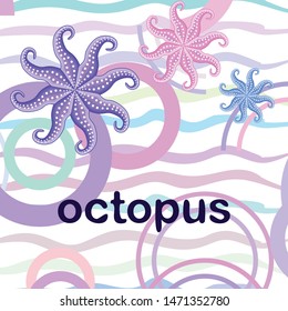 Octopus fresh seafood. Vector background. Food and restaurant design.