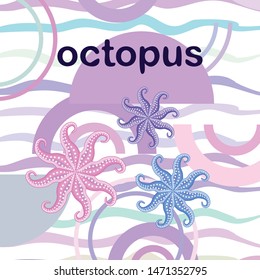 Octopus fresh seafood. Vector background. Food and restaurant design.
