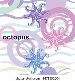 Octopus fresh seafood. Vector background. Food and restaurant design.