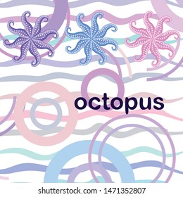 Octopus fresh seafood. Vector background. Food and restaurant design.