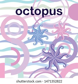 Octopus fresh seafood. Vector background. Food and restaurant design.