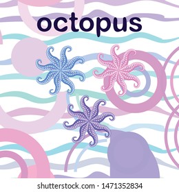Octopus fresh seafood. Vector background. Food and restaurant design.