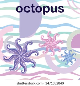 Octopus fresh seafood. Vector background. Food and restaurant design.