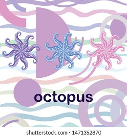 Octopus fresh seafood. Vector background. Food and restaurant design.