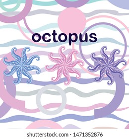 Octopus fresh seafood. Vector background. Food and restaurant design.