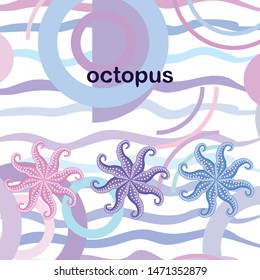 Octopus fresh seafood. Vector background. Food and restaurant design.