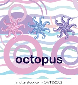 Octopus fresh seafood. Vector background. Food and restaurant design.