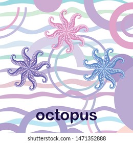 Octopus fresh seafood. Vector background. Food and restaurant design.