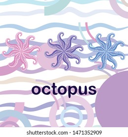 Octopus fresh seafood. Vector background. Food and restaurant design.