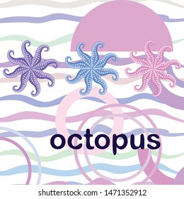 Octopus fresh seafood. Vector background. Food and restaurant design.
