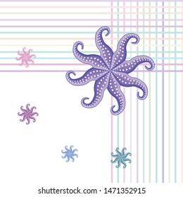 Octopus fresh seafood. Vector background. Food and restaurant design.