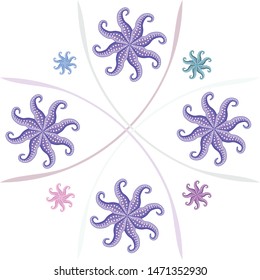 Octopus fresh seafood. Vector background. Food and restaurant design.