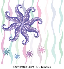 Octopus fresh seafood. Vector background. Food and restaurant design.