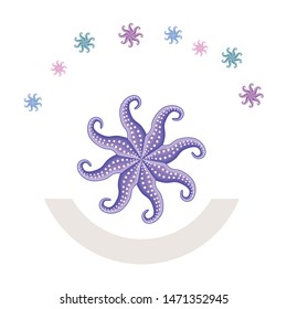 Octopus fresh seafood. Vector background. Food and restaurant design.