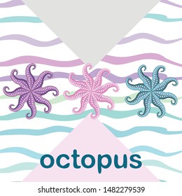 Octopus fresh seafood. Vector backgroung. Food and restaurant design.