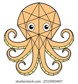 Octopus in geometric shapes on white