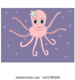 octopus girl star drawing eps