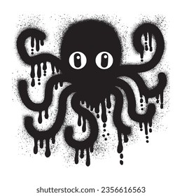 Octopus graffiti art with black spray paint