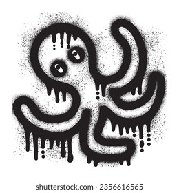 Octopus graffiti art with black spray paint