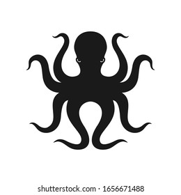 Octopus graphic icon. Octopus black sign isolated on white background. Sea life symbol. Vector illustration