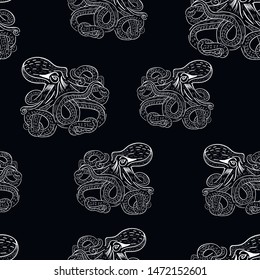 octopus graphic vector seamless pattern. Concept for print, wallpapers, web design, cards