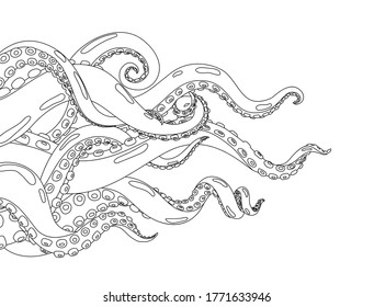 Octopus. Hand drawn background with octopus