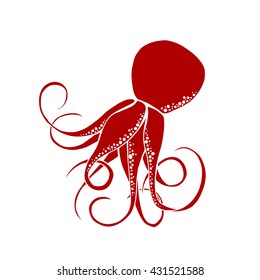 Octopus hand drawn illustration. Vector sketch. White background.