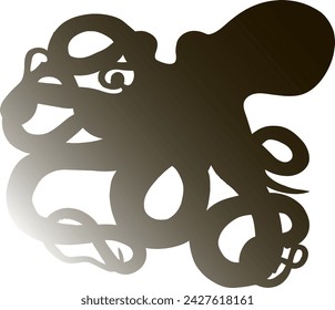 The octopus has eight tentacles equipped with numerous suction cups. Gradient