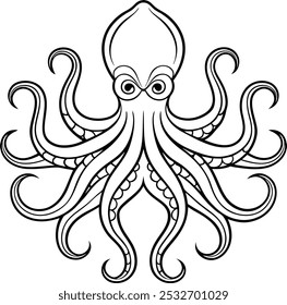Octopus Head with Tentacles Forming a Mandala Pattern | Intricate Marine Art Design

