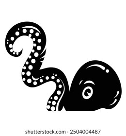 Octopus head and tentacles icon illustration isolated on square white background. Simple flat outlined cartoon art styled drawing.