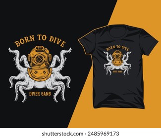 diseño de camiseta de casco de pulpo