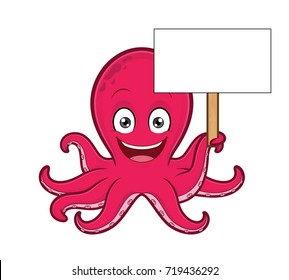 Octopus holding blank sign