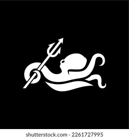 octopus holding trident vector. kraken and trident logo