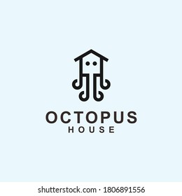 octopus house logo. seafood icon