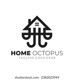 octopus house vector illustration logo design