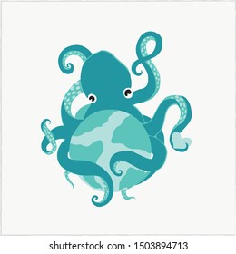 Octopus hugging the Earth